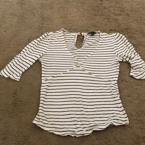 Three quarter sleeve striped shirt
